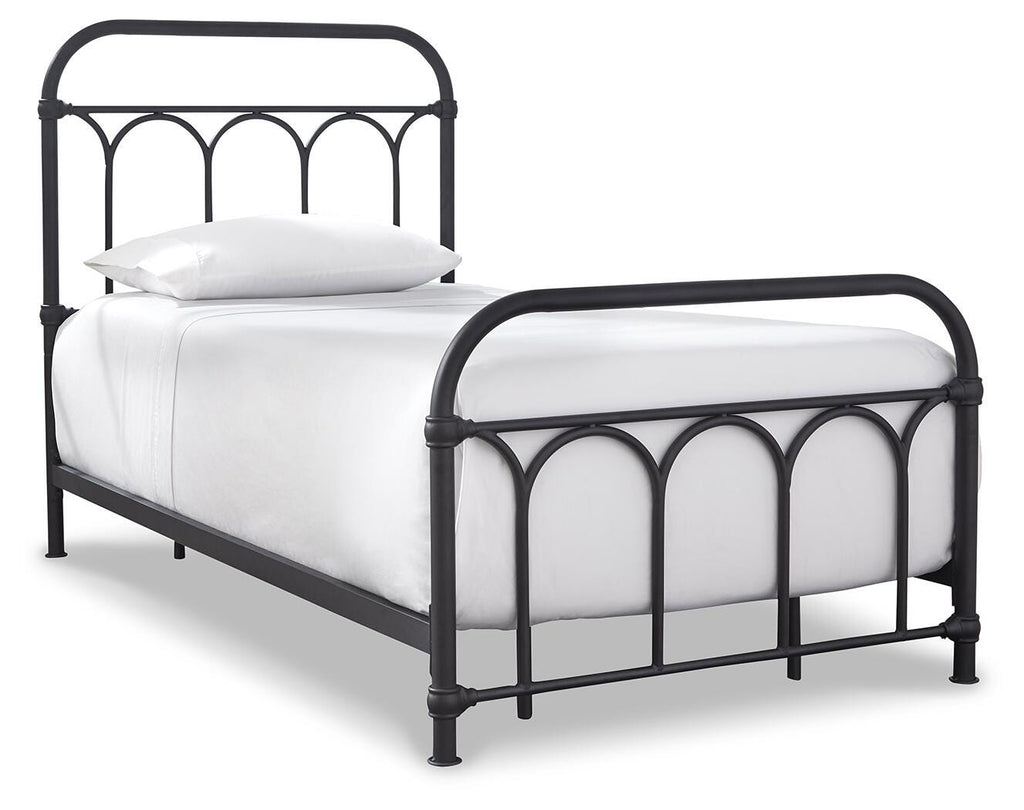 Nashburg Twin Metal Bed in Black, angle view