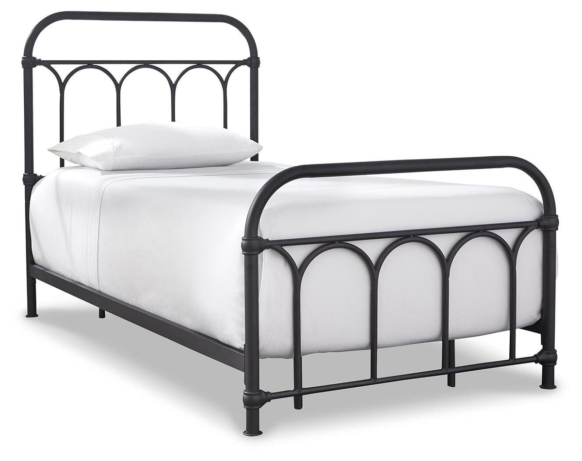 Nashburg Twin Metal Bed in Black, angle view
