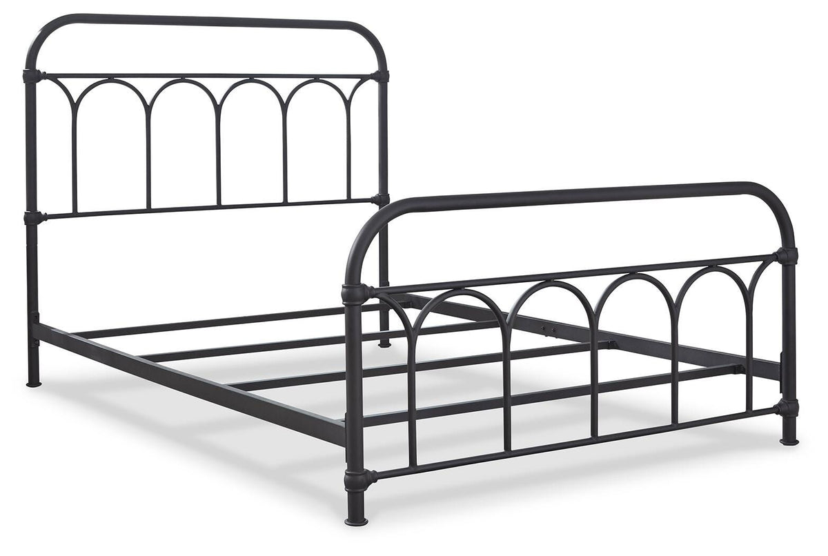 Nashburg Full Metal Bed in Black, angle view