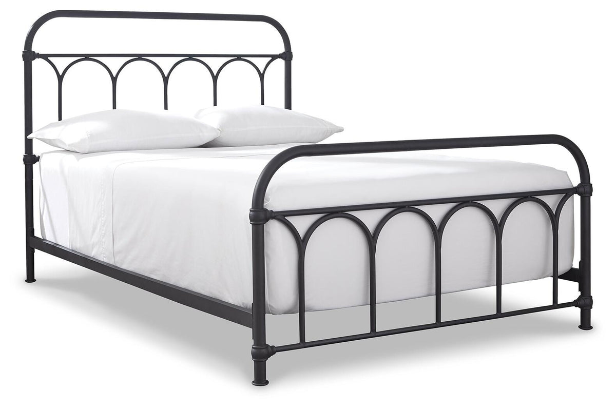 Nashburg Full Metal Bed in Black, angle view