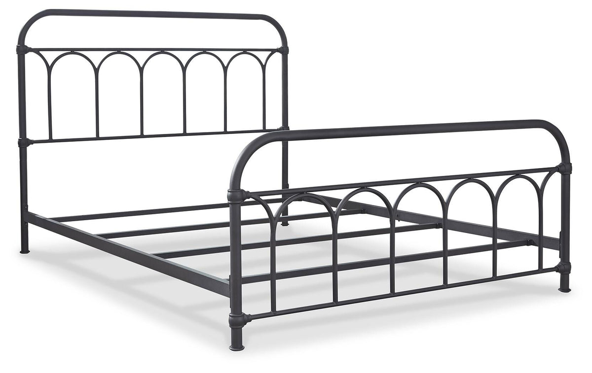 Nashburg Queen Metal Bed in Black, angle view
