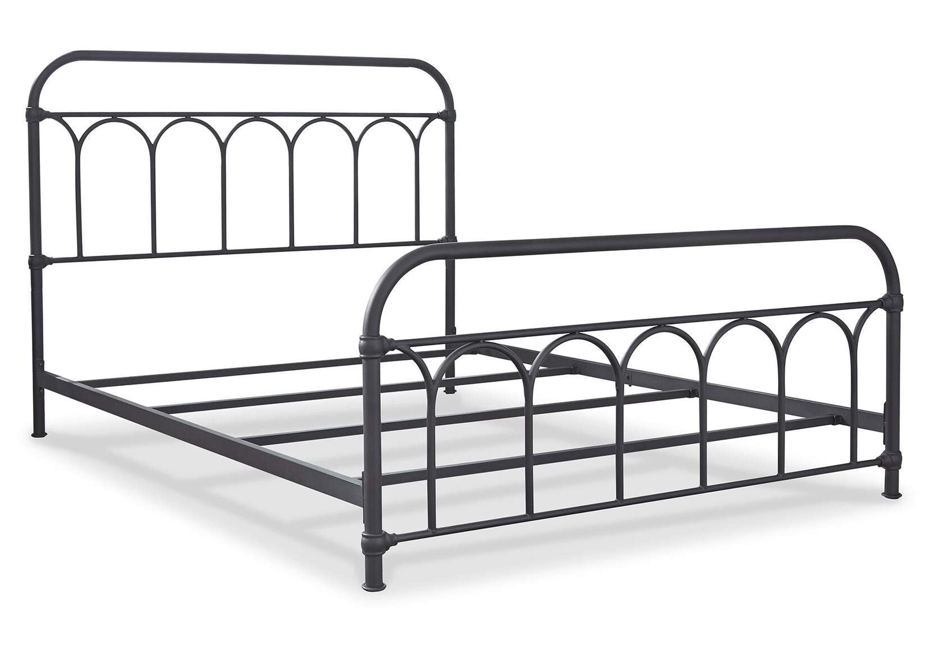 Nashburg Queen Metal Bed with Chime 12" Hybrid Mattress in a Box angled view