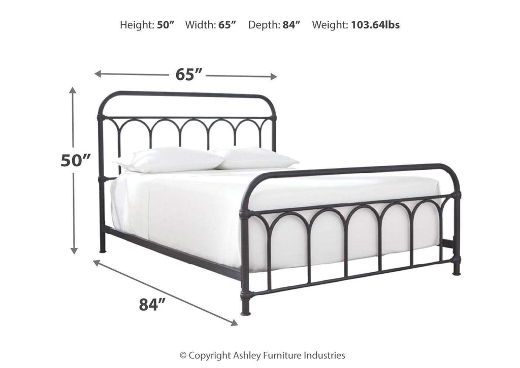 Nashburg Queen Metal Bed with Chime 10" Hybrid Mattress in a Box dimensions