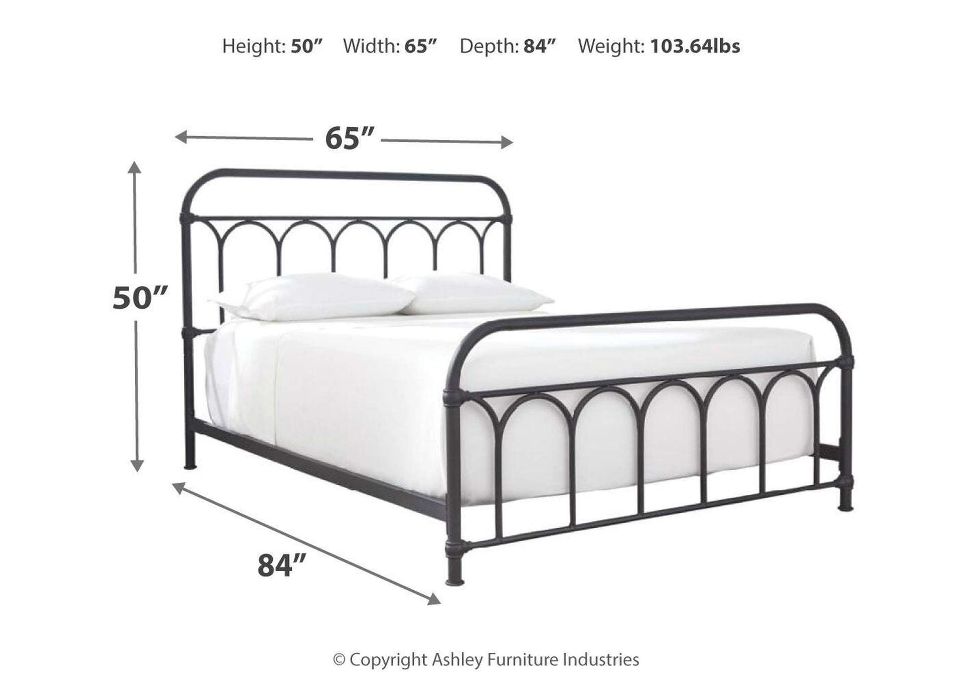 Nashburg Queen Metal Bed with Chime 10" Hybrid Mattress in a Box dimensions
