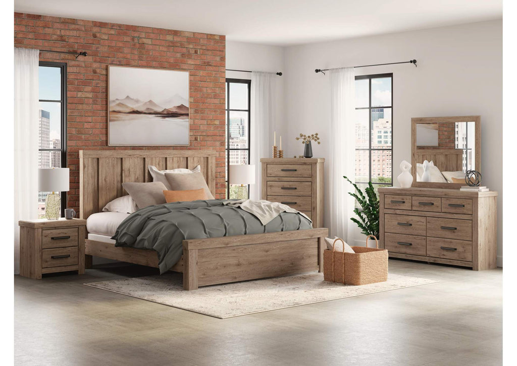 Garistyn King Panel Bed, Dresser, Mirror, Chest and Nightstand