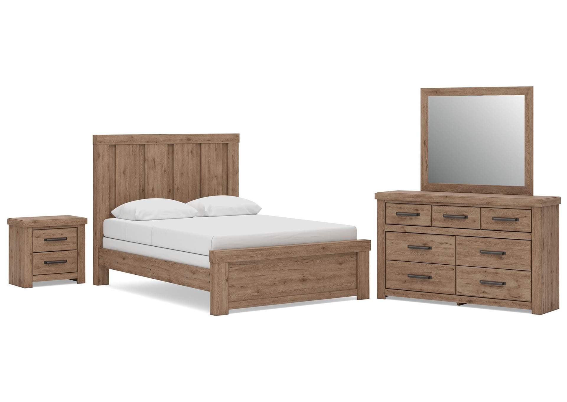Garistyn Queen Panel Bed. Dresser, Mirror and Nightstand