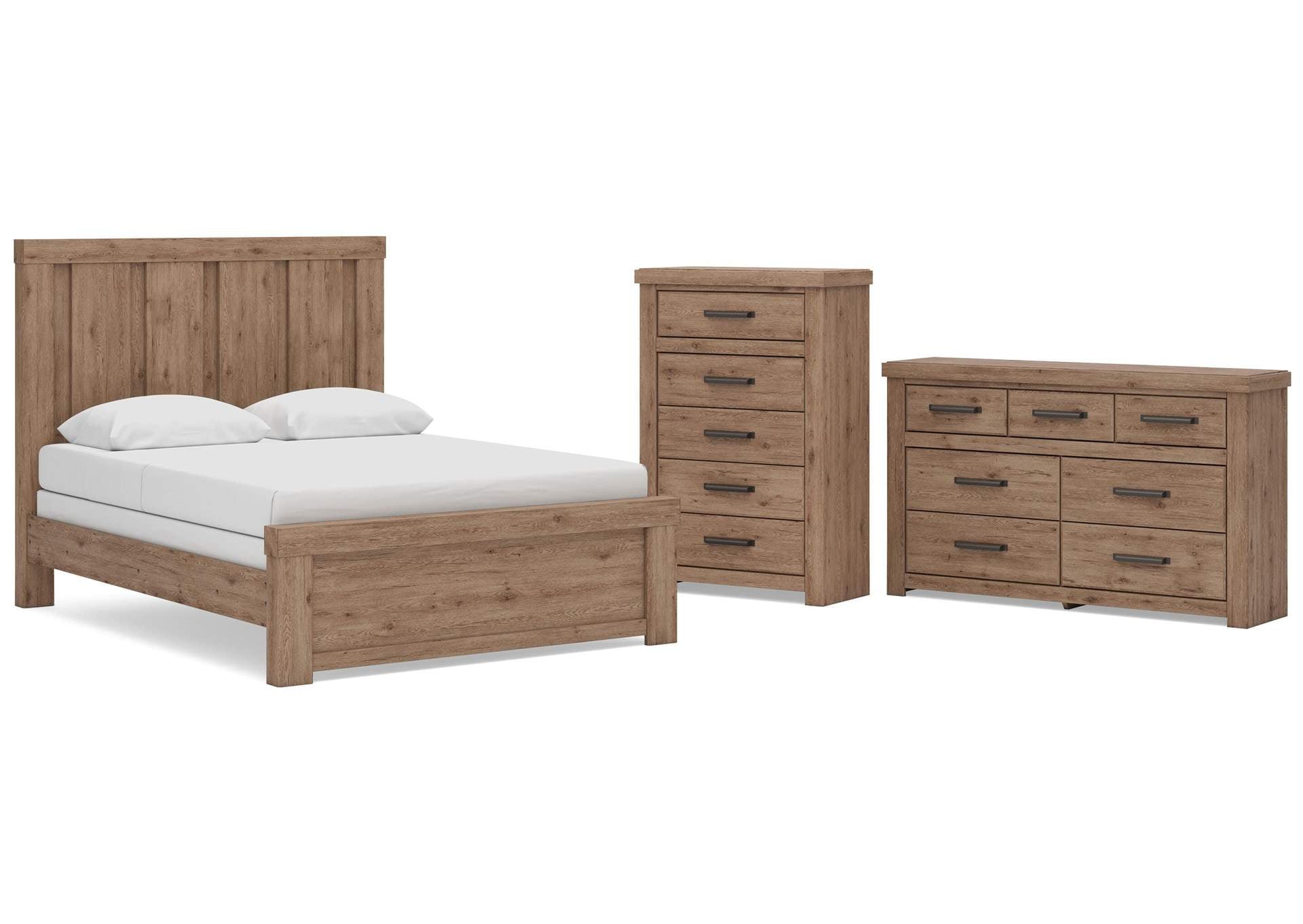 Garistyn Queen Panel Bed, Dresser and Chest