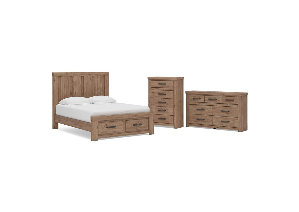 Garistyn Queen Panel Storage Bed, Dresser and Chest