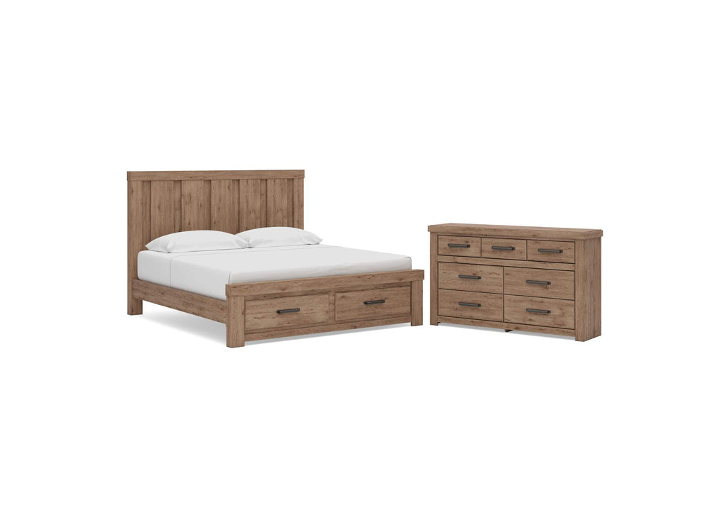 Garistyn King Panel Storage Bed and Dresser
