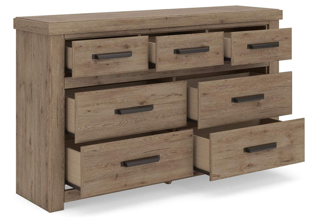 Garistyn King Panel Bed, Dresser and Chest angled view