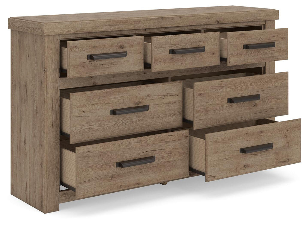 Oliandon Dresser in Light Brown, open view