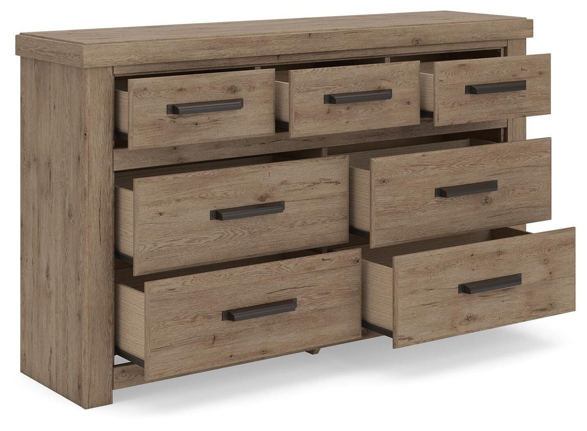 Oliandon Dresser in Light Brown, open view