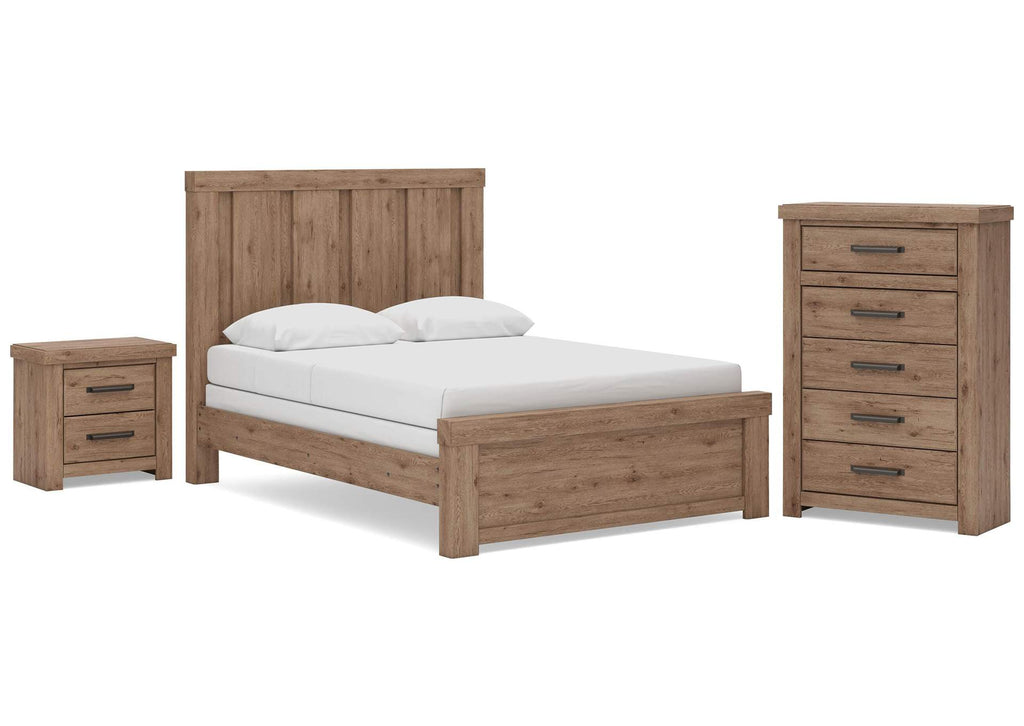 Garistyn Queen Panel Bed, Chest and Nightstand