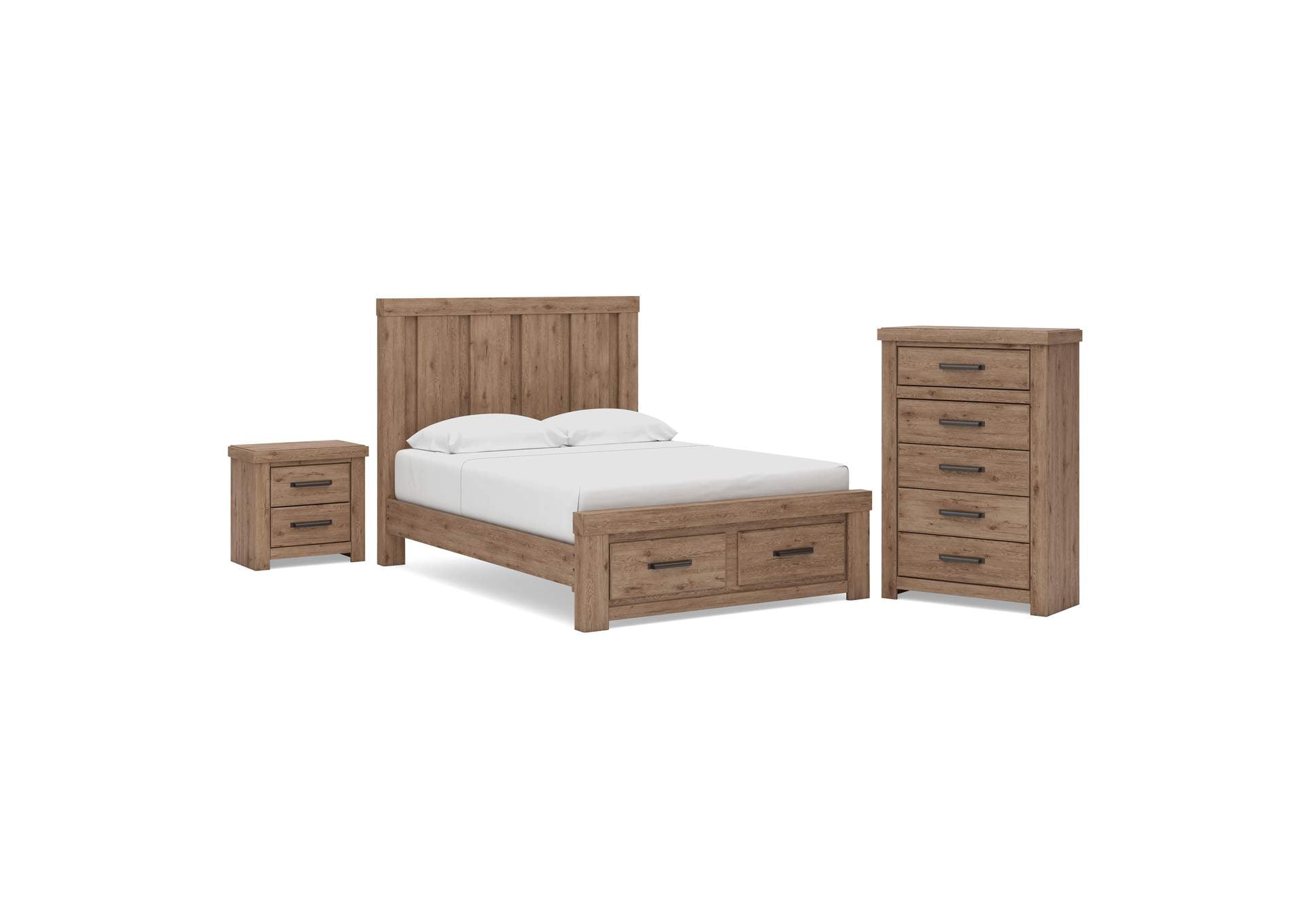 Garistyn Queen Panel Storage Bed, Chest and Nightstand