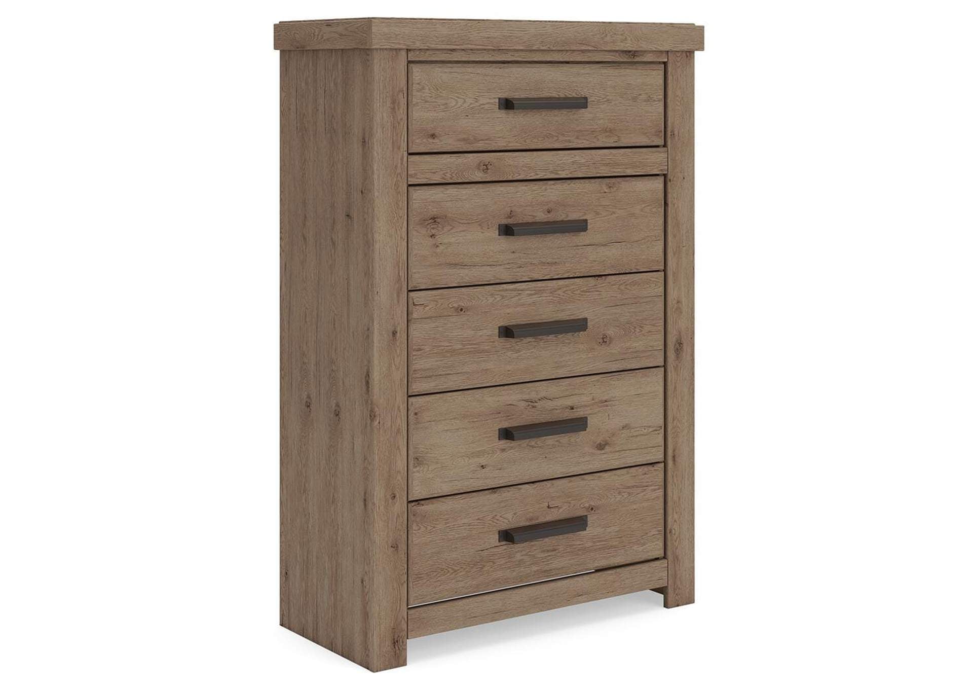 Garistyn King Panel Bed, Chest and Nightstand angled view