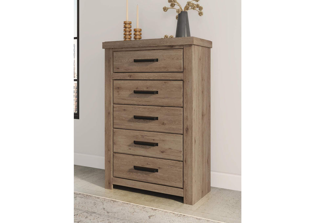 Garistyn King Panel Bed, Dresser, Mirror, Chest and Nightstand
