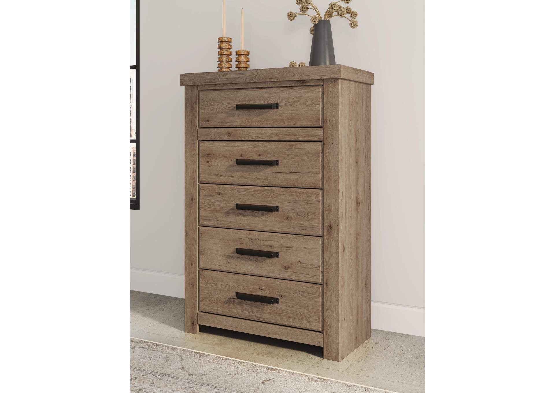 Garistyn King Panel Storage Bed, Dresser, Mirror and Chest