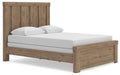 Oliandon Queen Panel Bed in Light Brown, angle view