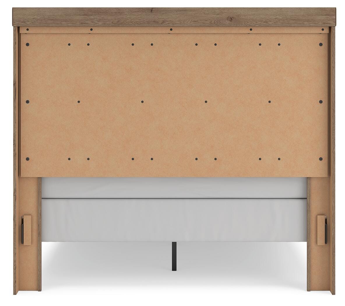 Oliandon Queen Panel Bed in Light Brown, back view