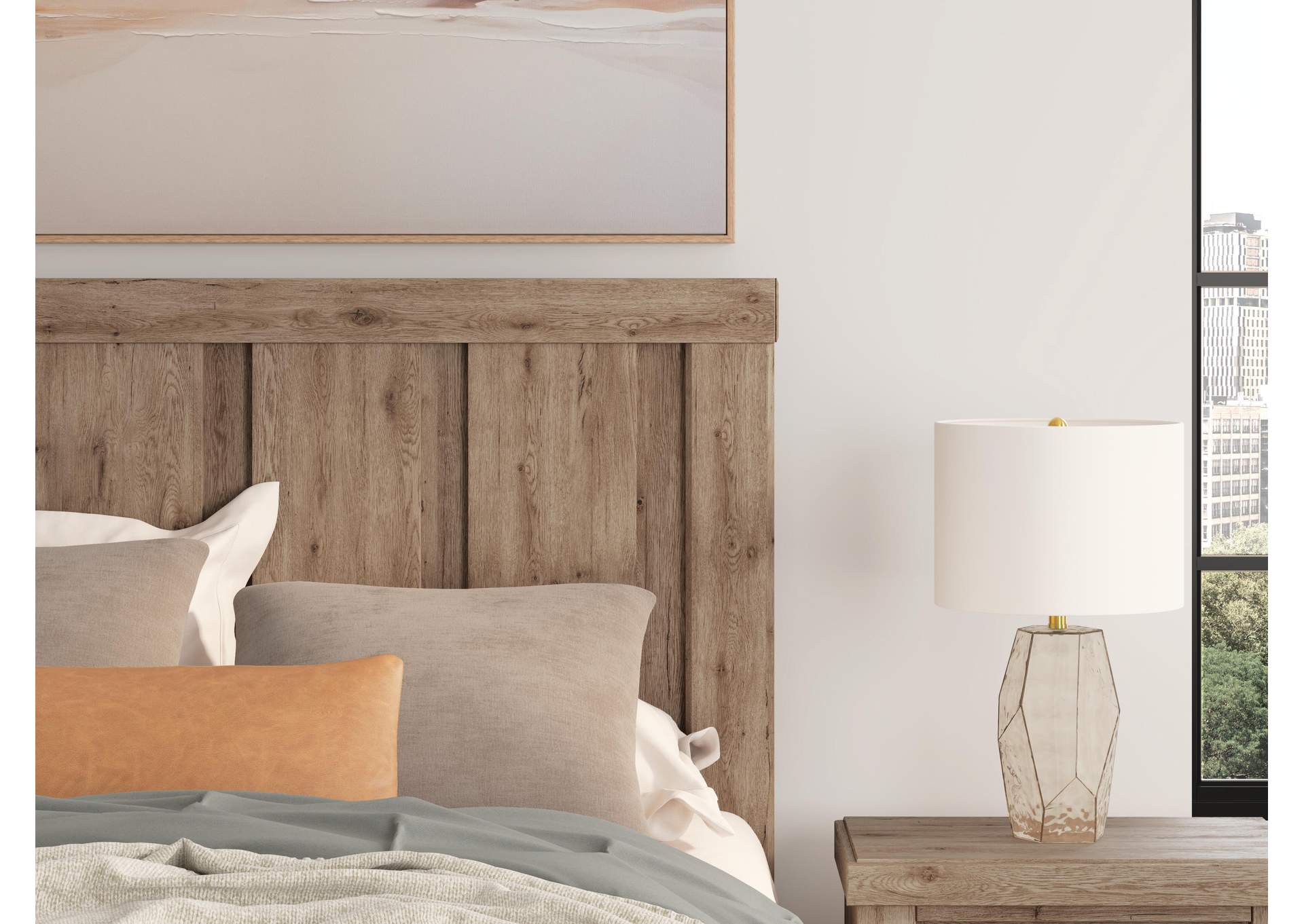 Garistyn Queen Panel Bed, Dresser, Mirror and Chest detail