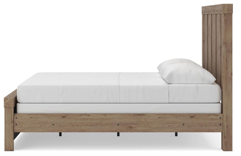 Oliandon Queen Panel Bed in Light Brown, alternate side view