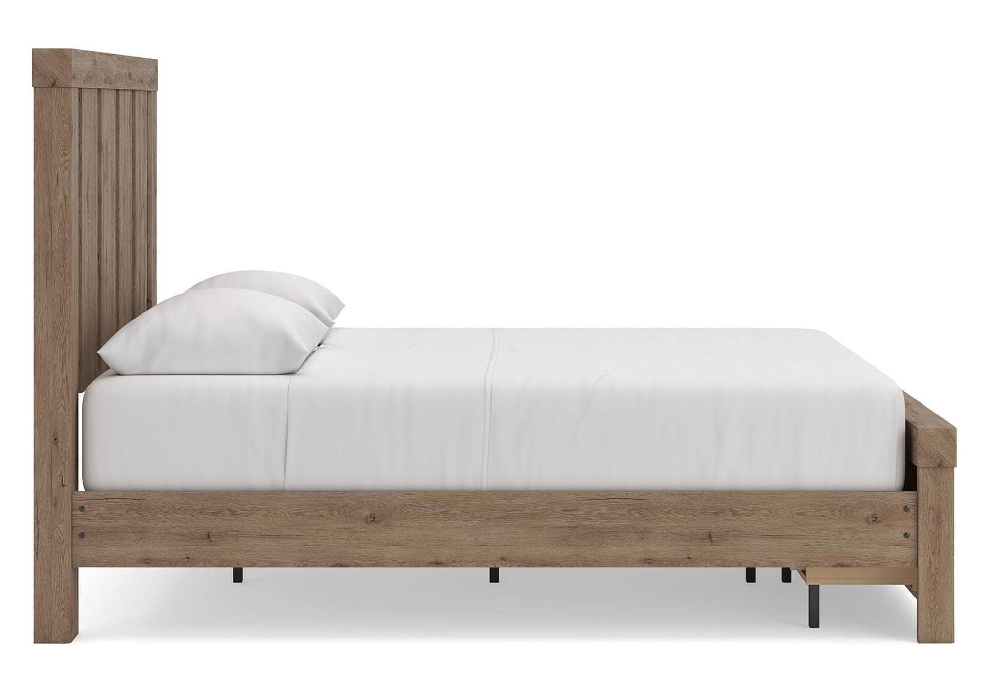 Garistyn Queen Panel Storage Bed, Dresser and Mirror side view