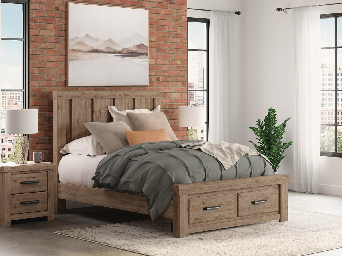 Oliandon Queen Panel Storage Bed in Light Brown, alternate view 2