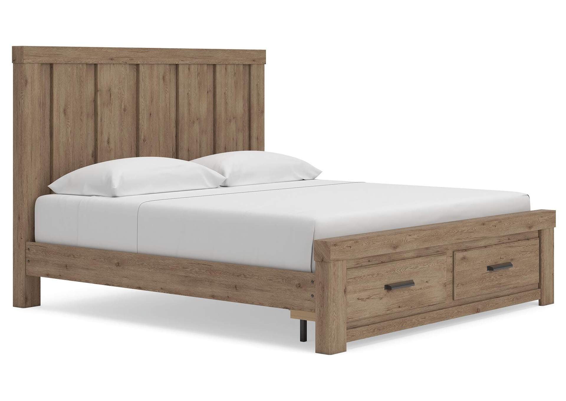 Garistyn King Panel Storage Bed, Dresser and Nightstand angled view