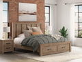 Oliandon King Panel Storage Bed in Light Brown