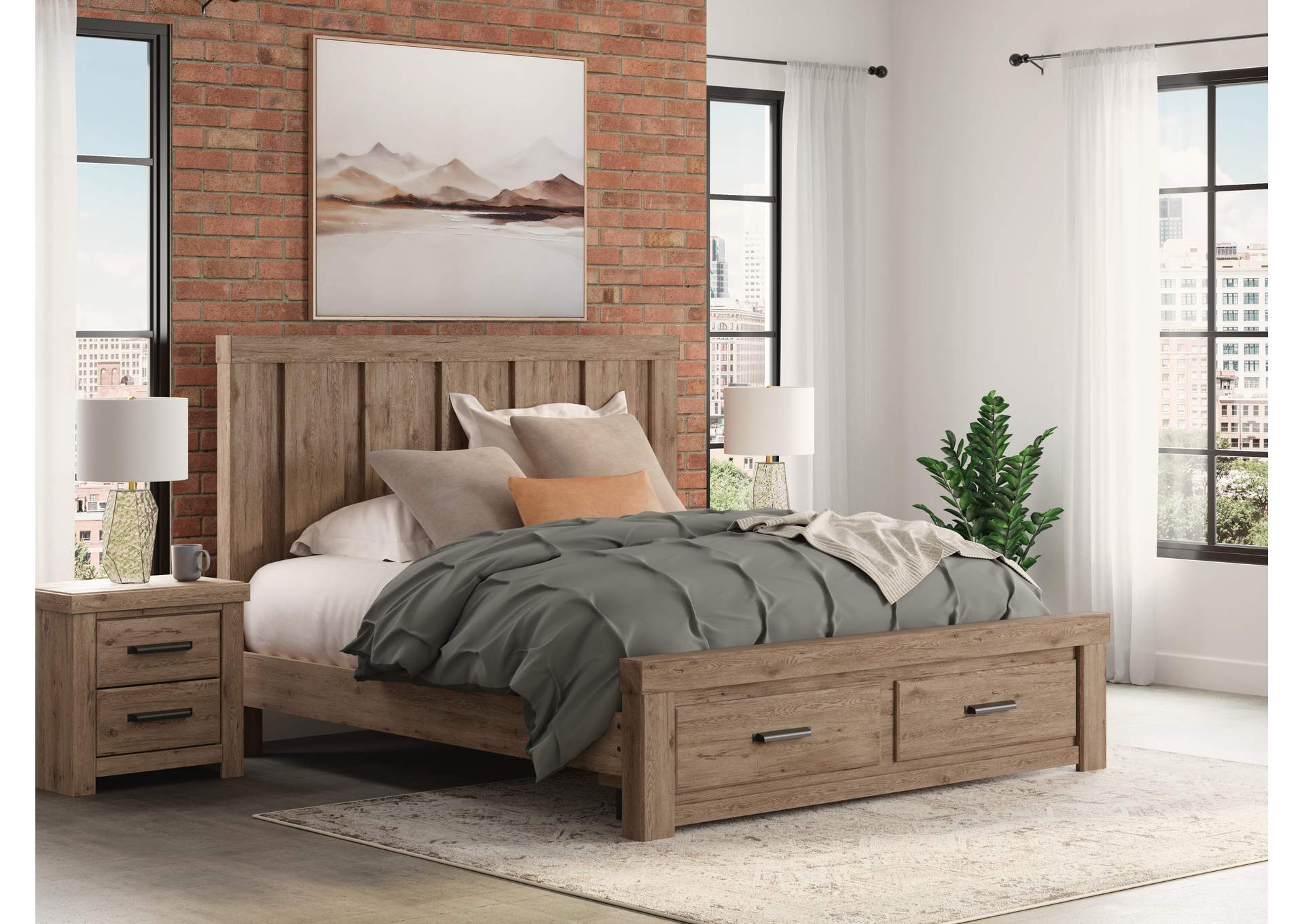 Garistyn King Panel Storage Bed, Dresser, Mirror and Chest