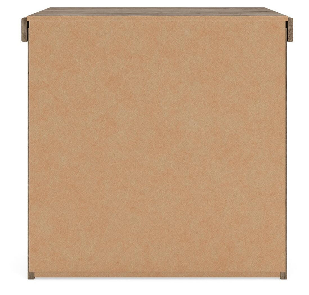 Oliandon Nightstand in Light Brown, back view