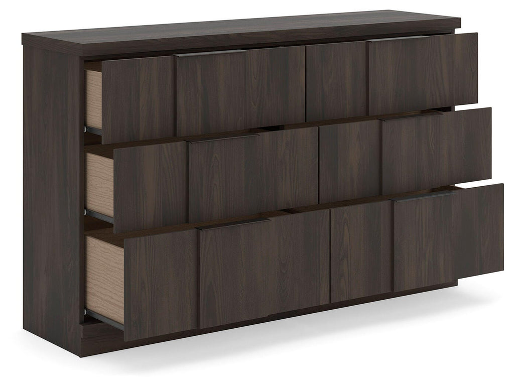 Shaehartin Dresser in Dark Brown, open view