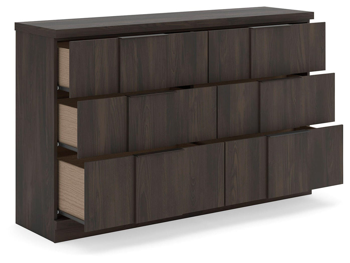 Shaehartin Dresser in Dark Brown, open view