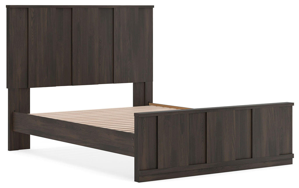 Shaehartin Queen Panel Platform Bed, angle view without mattress