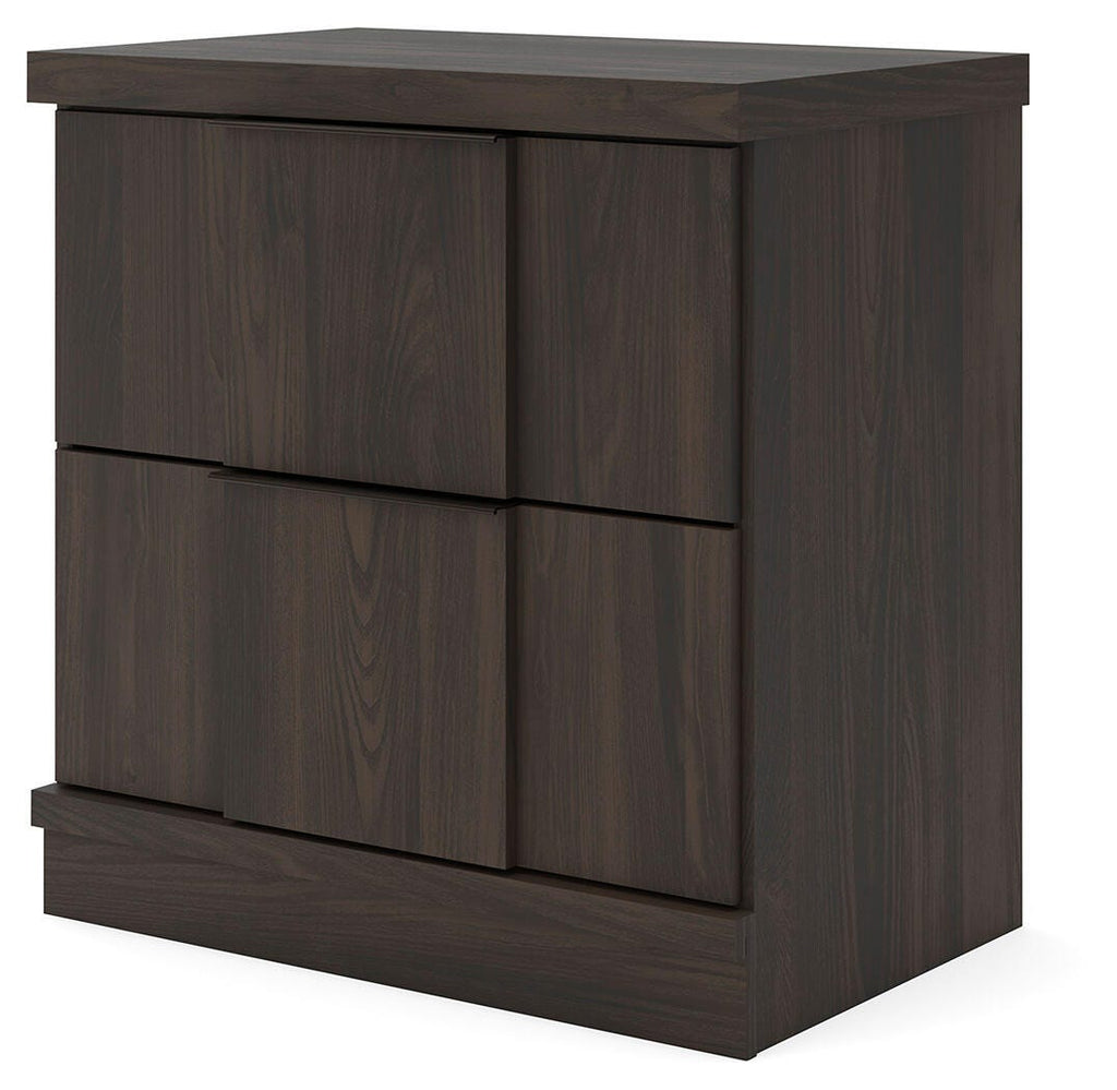 Shaehartin Nightstand in Dark Brown, angle view