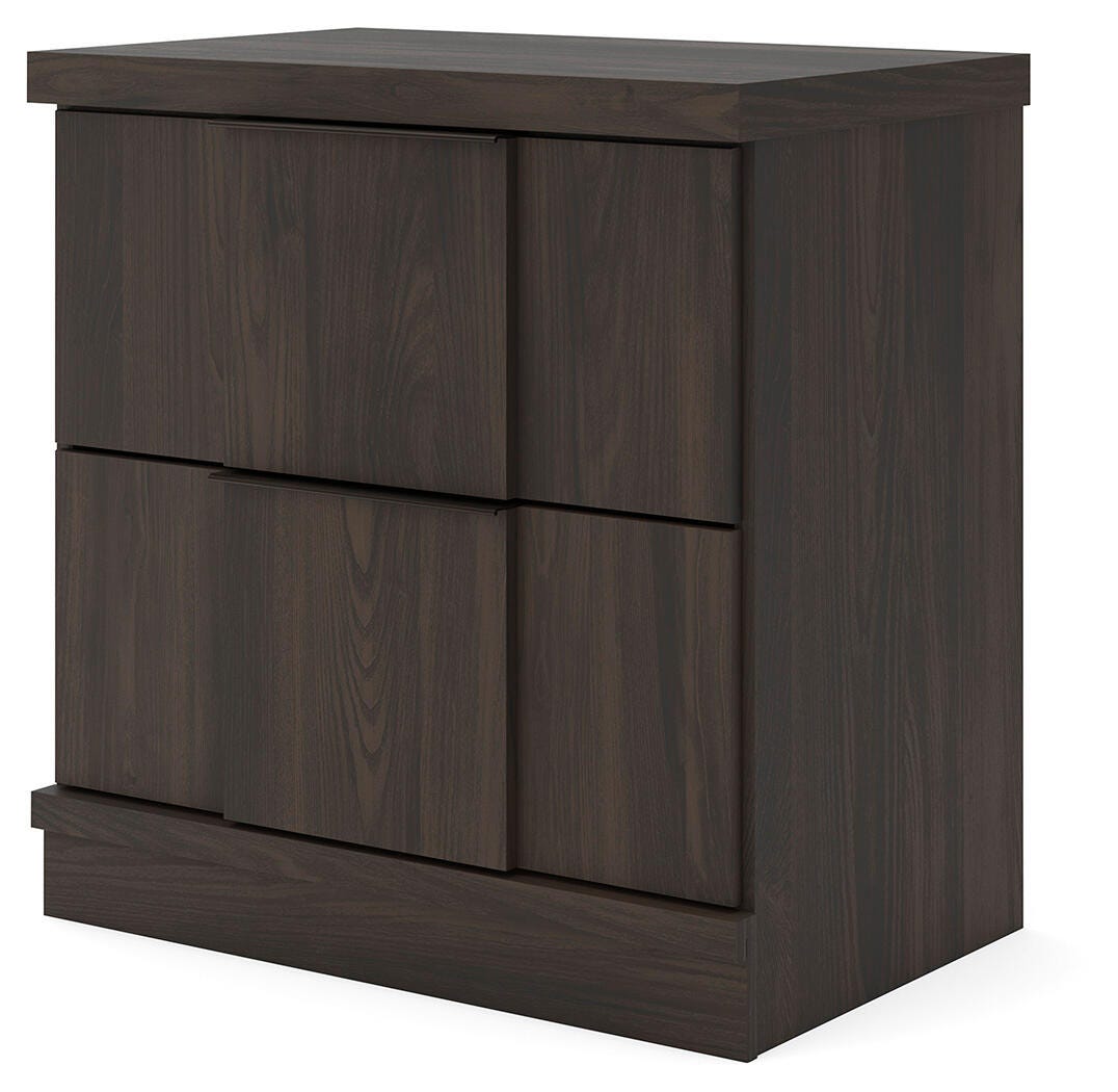 Shaehartin Nightstand in Dark Brown, angle view