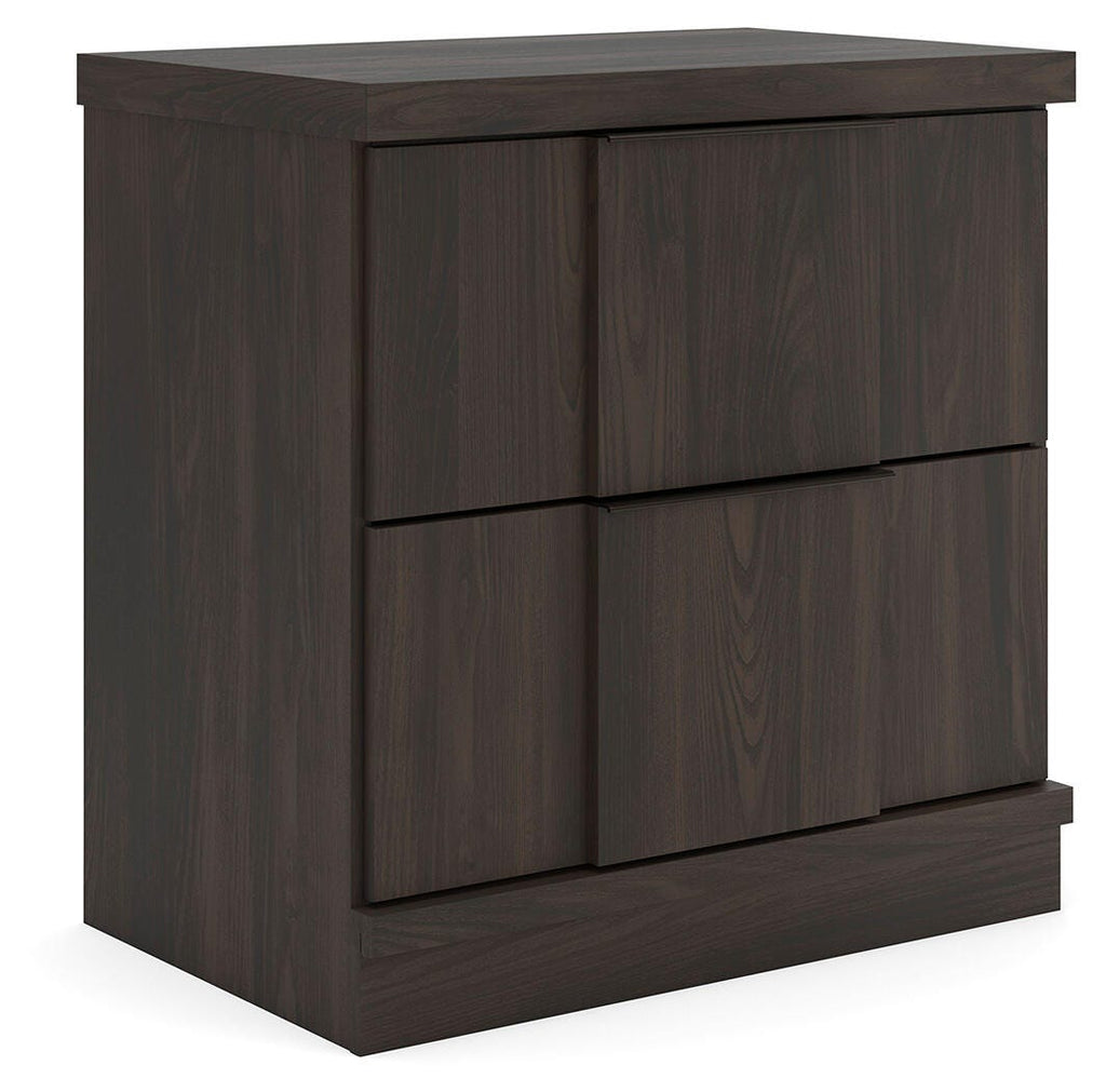 Shaehartin Nightstand in Dark Brown, angle view