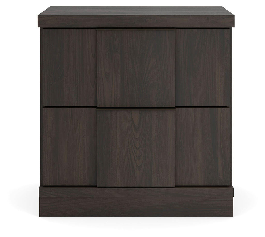 Shaehartin Nightstand in Dark Brown, front view