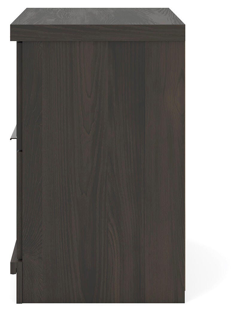 Shaehartin Nightstand in Dark Brown, alternate side view