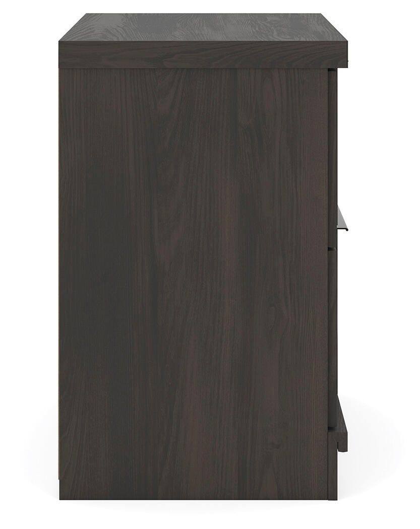 Shaehartin Nightstand in Dark Brown, side view