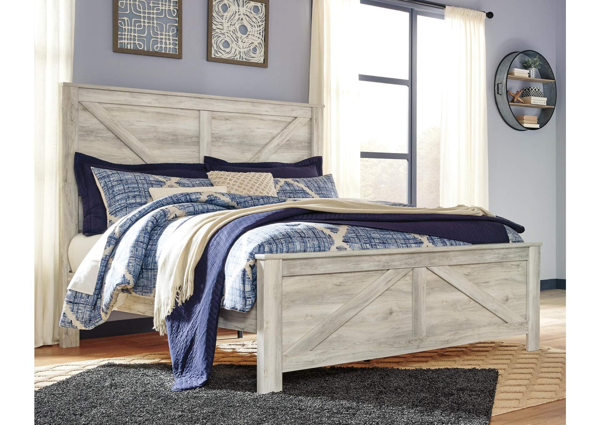 Bellaby King Crossbuck Panel Bed with Dresser room view