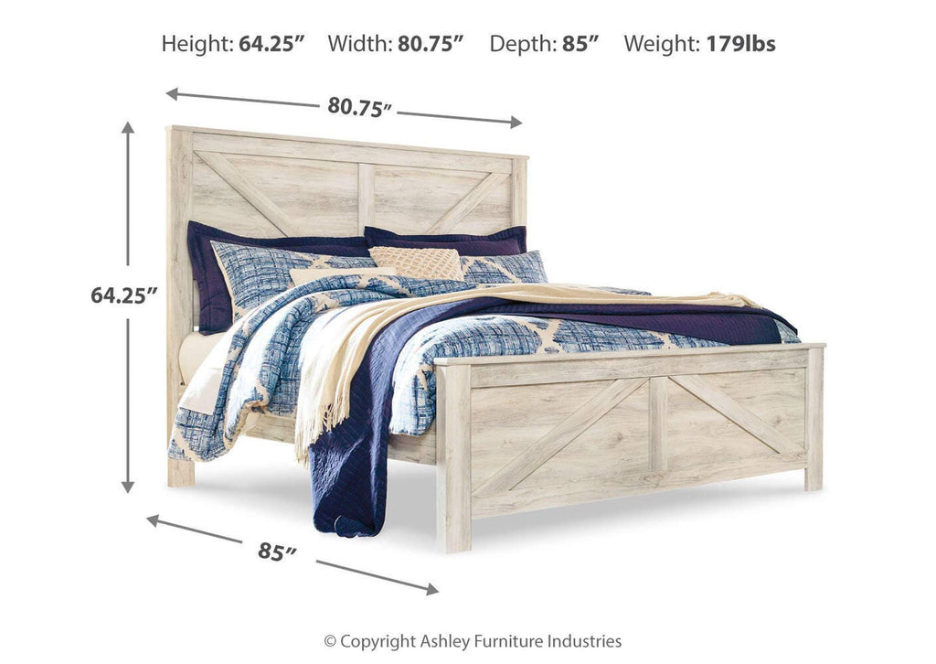 Bellaby King Crossbuck Panel Bed dimensions