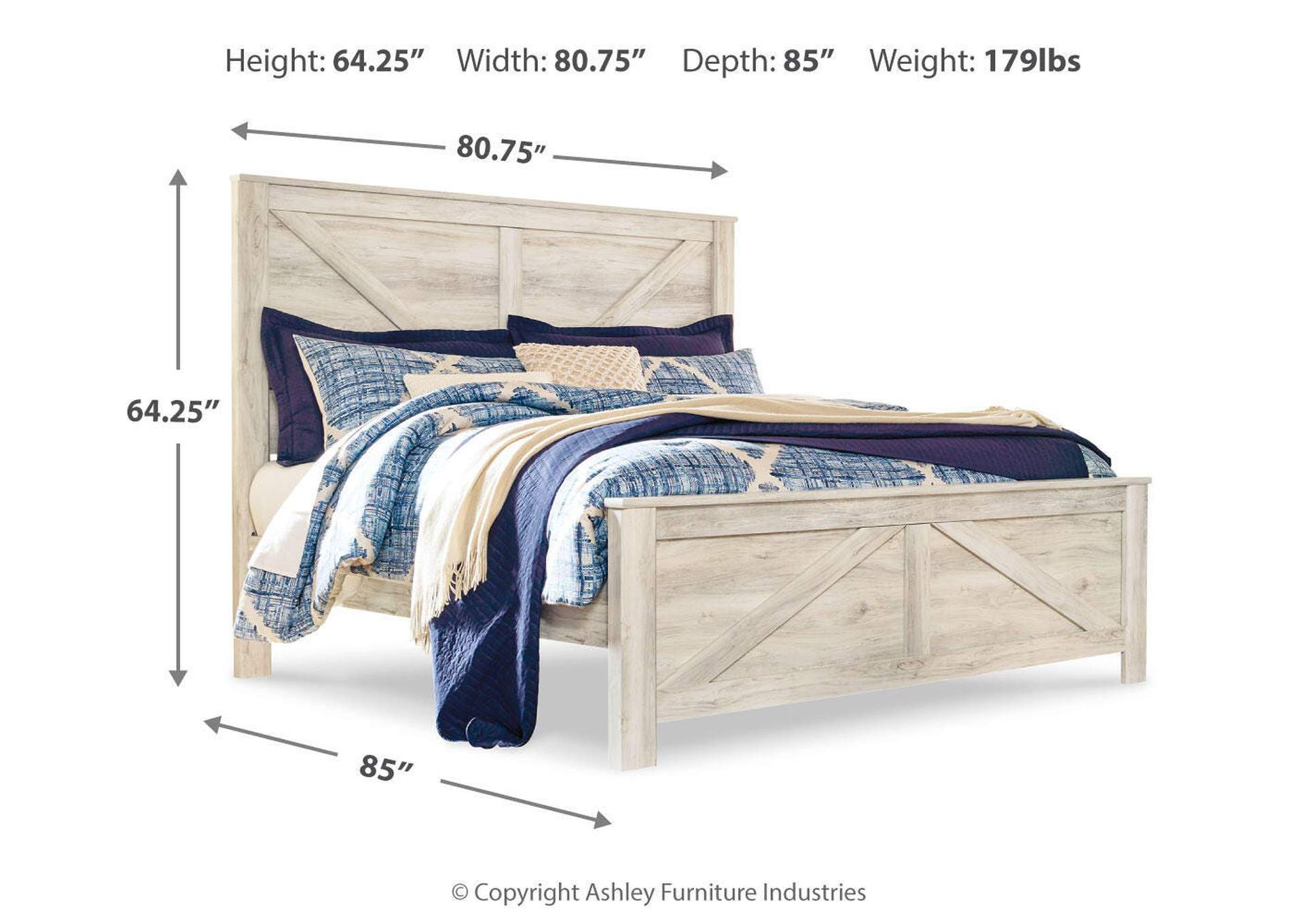 Bellaby King Crossbuck Panel Bed dimensions