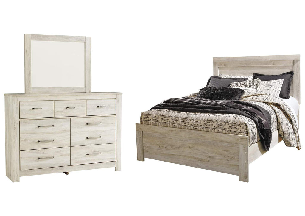Bellaby Queen Panel Bed with Mirrored Dresser