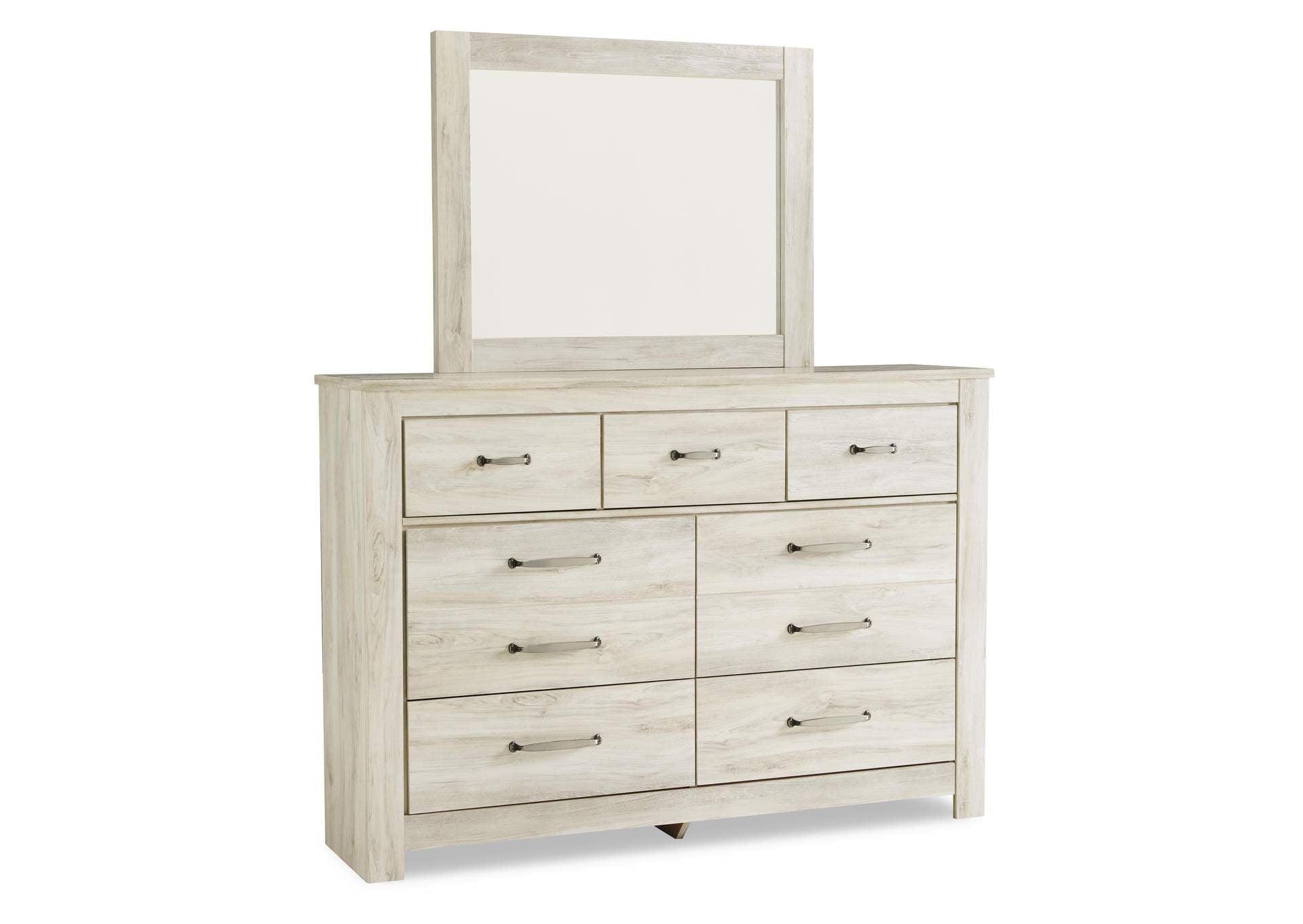 Bellaby King Platform Bed with 2 Storage Drawers with Mirrored Dresser, Chest and 2 Nightstands