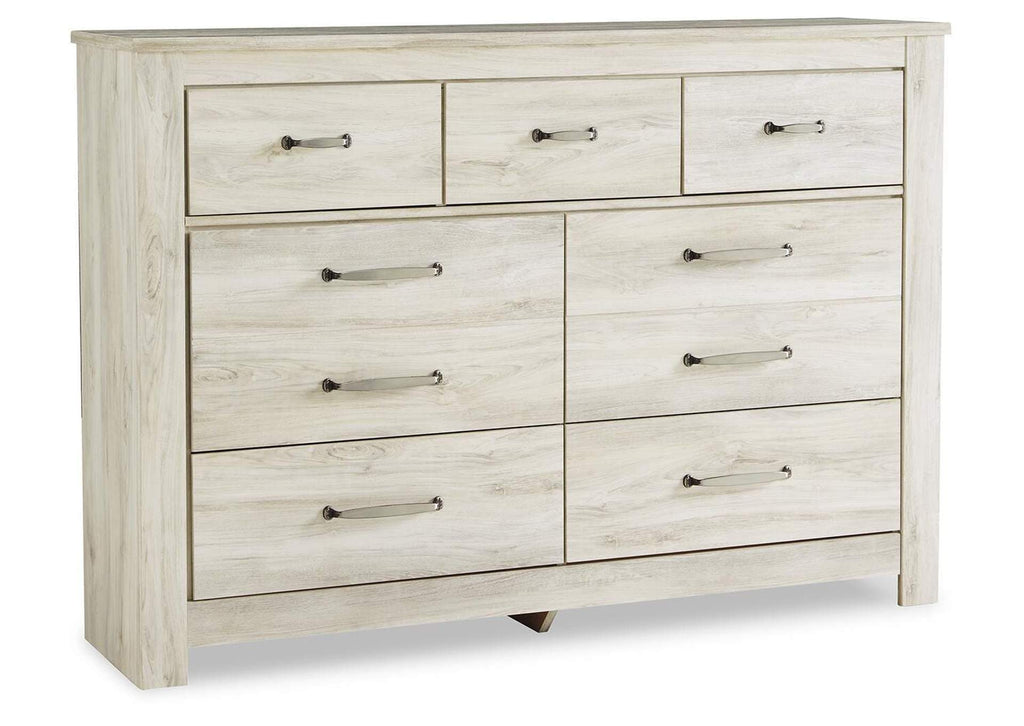 Bellaby King Platform Bed with 2 Storage Drawers with Mirrored Dresser and Nightstand