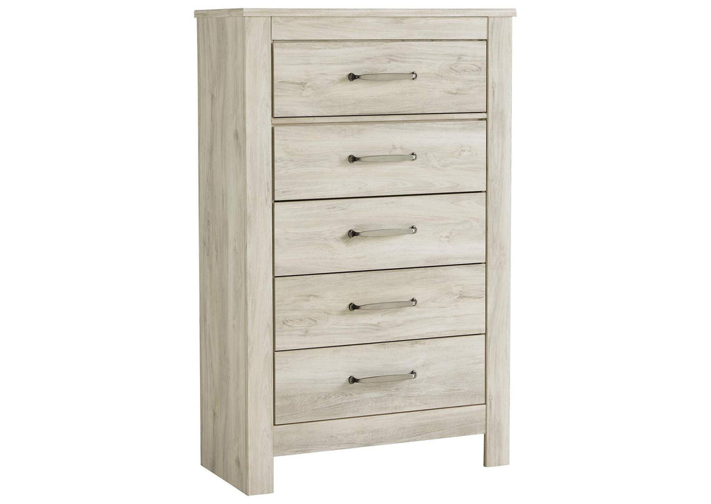 Bellaby King Panel Headboard Bed with Mirrored Dresser and Chest