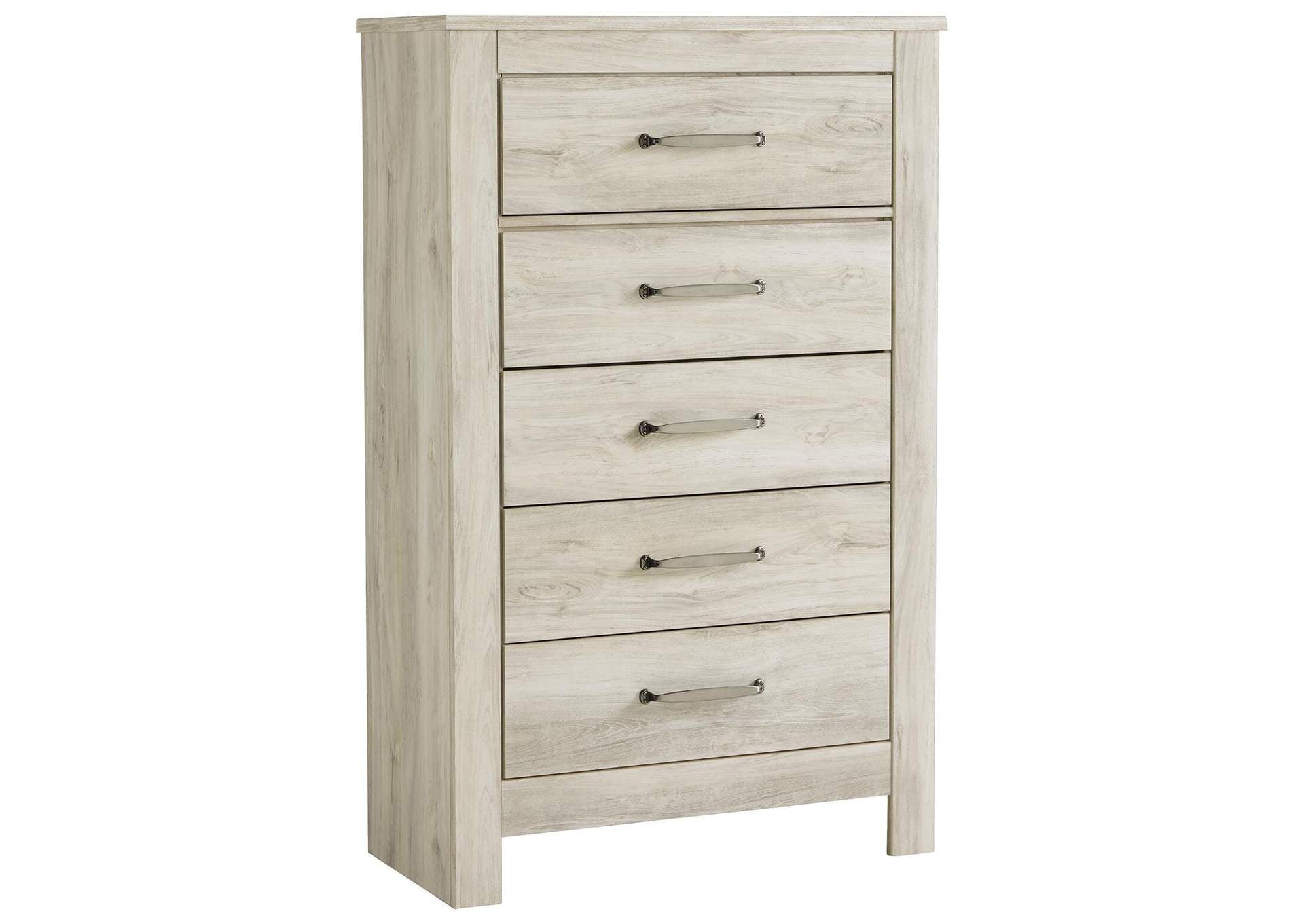 Bellaby King Panel Headboard Bed with Mirrored Dresser and Chest