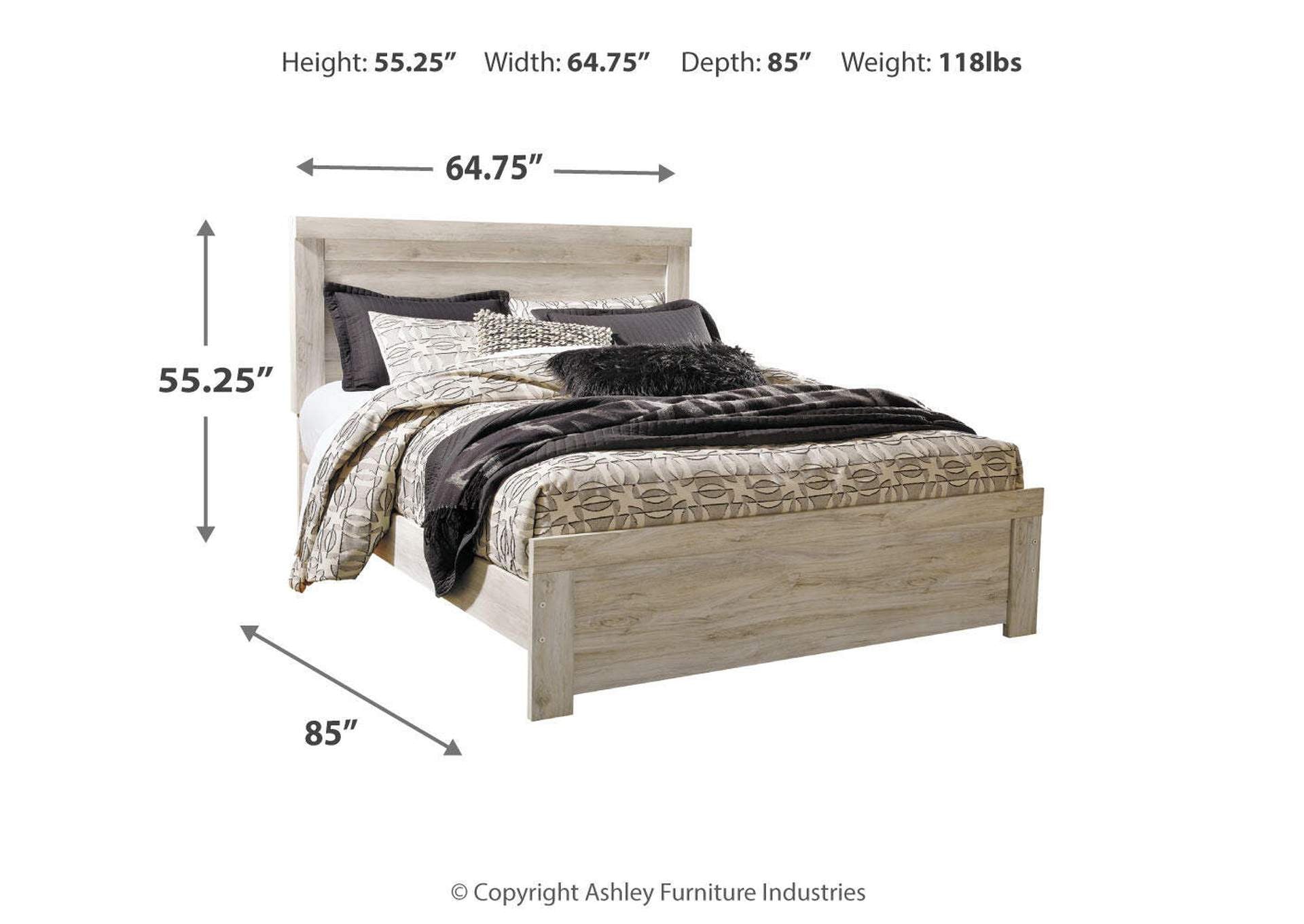Bellaby Queen Panel Bed with Mirrored Dresser dimensions
