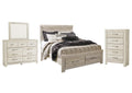 Bellaby Queen Platform Bed with 2 Storage Drawers with Mirrored Dresser and Chest